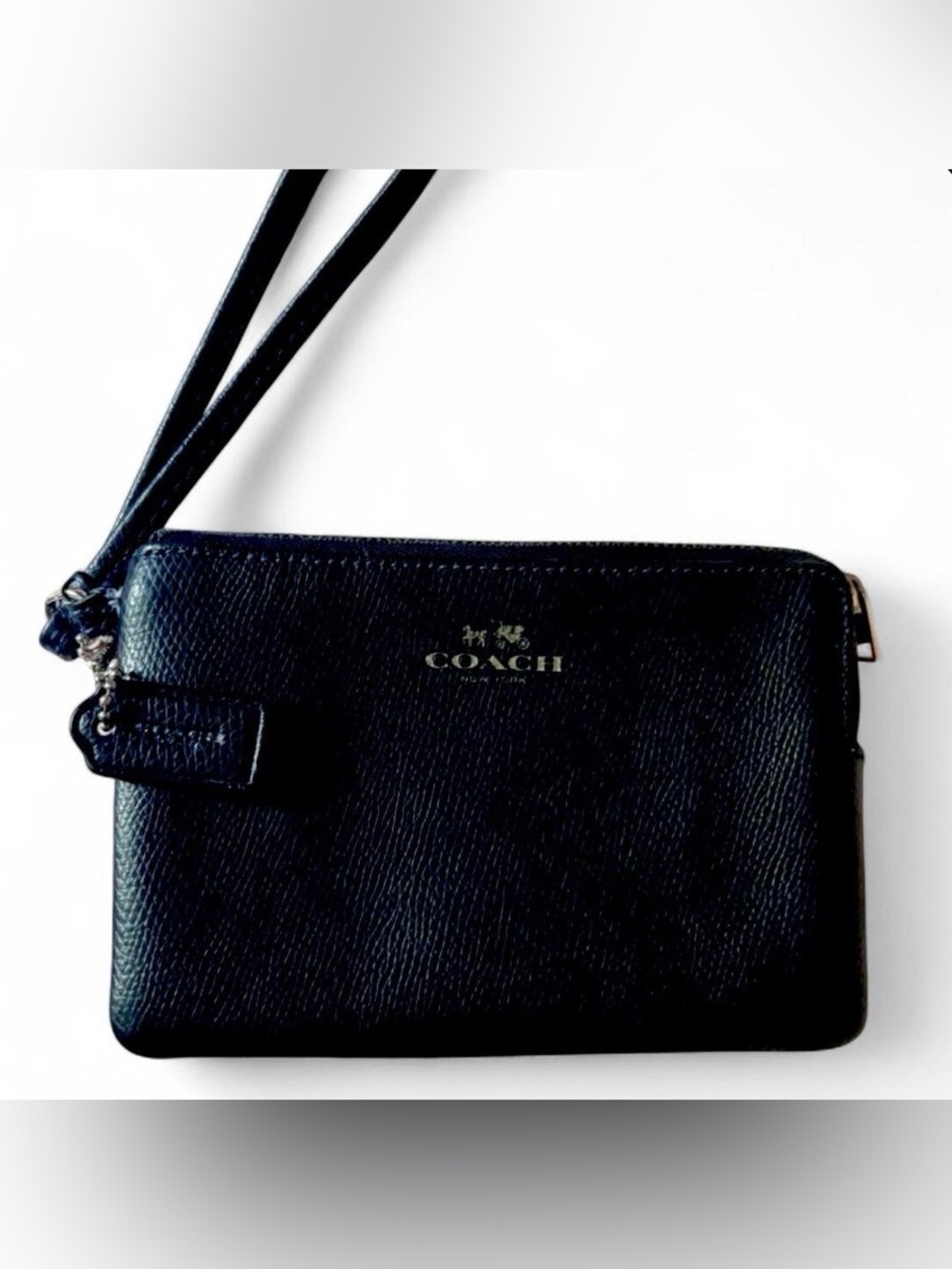 Coach Black Pebbled Leather Wristlet